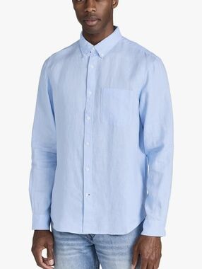 Club Monaco Blue Linen Shirt Slim Fit